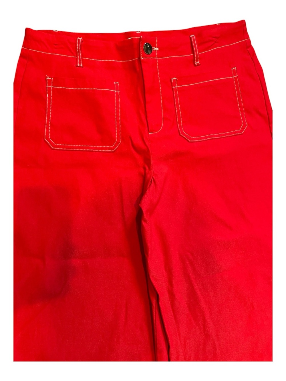 Jules & Leopold Red Wide Leg Cropped High Waist Pants Sz Large - Picture 4 of 8